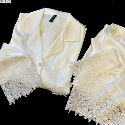 SM2403 BỘ NGỦ PHỐI REN DÀI TAY CHO NỮ