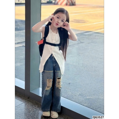 QG3527 QUẦN JEANS RÁCH BÉ GÁI