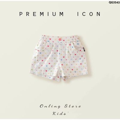 QG3543 QUẦN SHORT HỌA TIẾT TIM BÉ GÁI PREMIUM