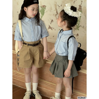 SG8687 SET SƠ MI XANH MIX SHORT CHO BÉ