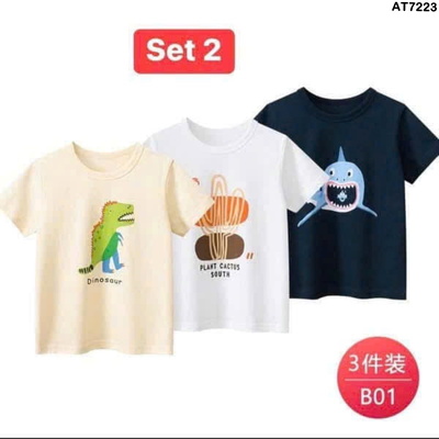 AT7223 SET 3 ÁO PHÔNG HOẠT HÌNH BÉ TRAI HÃNG 27 KIDS