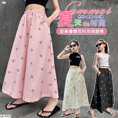 QG3561 QUẦN ỐNG RỘNG IN NƠ