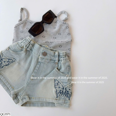QG3571 QUẦN SHORT JEAN THÊU BƯỚM