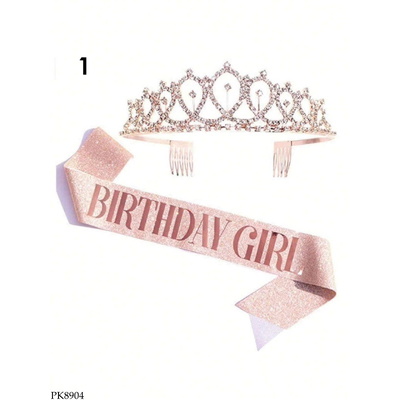 PK8904 VƯƠNG MIỆN KÈM DÂY ĐEO HAPPY BIRTHDAY