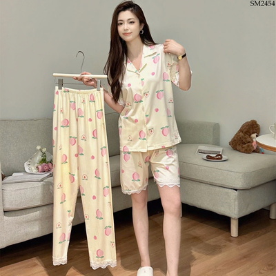 SM2454 SET BỘ NGỦ NỮ VIỀN REN 3 MÓN