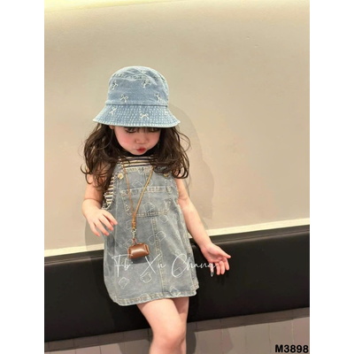 M3898 MŨ JEANS NƠ VÀNH TRÒN CHO BG