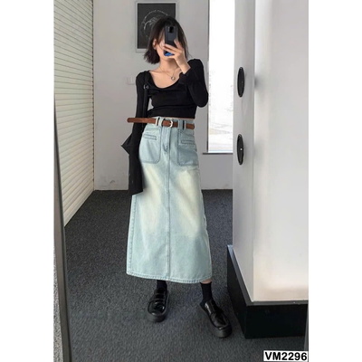 VM2296 CHÂN VÁY JEAN DÁNG DÀI NỮ