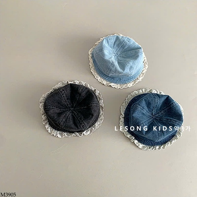 M3905 MŨ DENIM VIỀN REN CHO BÉ