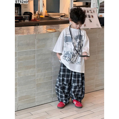ST5240 SET ÁO PHÔNG TRẮNG MIX QUẦN CARO BT