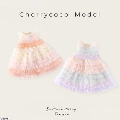 V6998 VÁY XÒE TẦNG CHERRY COCO