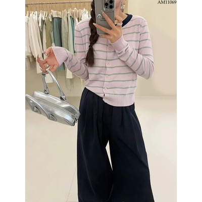 AM11069 ÁO CARDIGAN KẺ MỎNG CHO NỮ