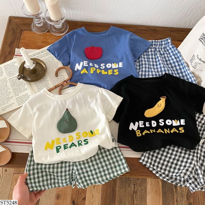 ST5248 SET ÁO PHỐI QUẦN KẺ CHO BÉ TRAI