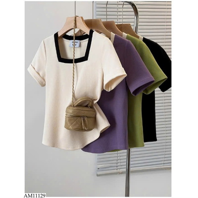 AM11129 ÁO THUN COTTON CỔ VUÔNG