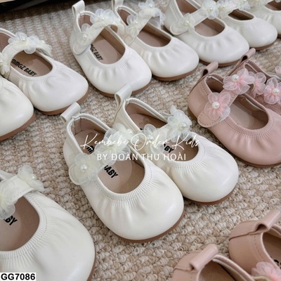 GG7086 GIÀY BÚP BÊ GẮN HOA QUAI DÁN BG