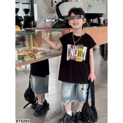 ST5293 SET ÁO TANKTOP MIX QUẦN JEAN RÁCH CHO BT