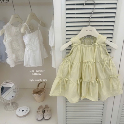 V7107 VÁY BABYDOLL NƠ CHO BÉ GÁI