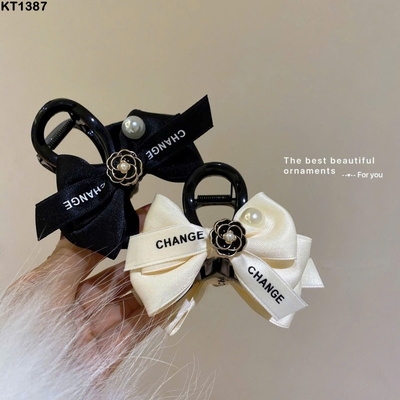 KT1387 SET 2 KẸP TÓC NƠ HOA TRÀ
