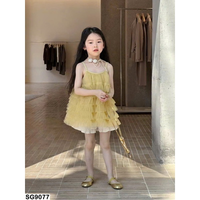 SG9077 -GIÁ MỚI- SET ÁO 2 DÂY TẦNG MIX QUẦN SHORT BÉ GÁI