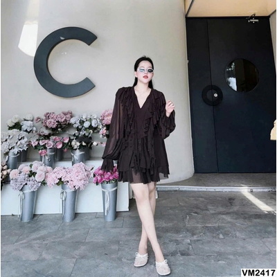 VM2417 VÁY BÈO CỔ V SANG CHẢNH CHO NỮ