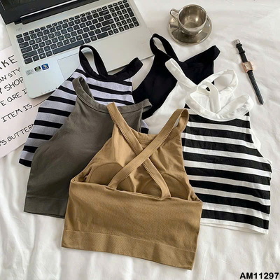 AM11297 ÁO CROPTOP CỔ YẾM KÈM ĐỆM NGỰC NỮ