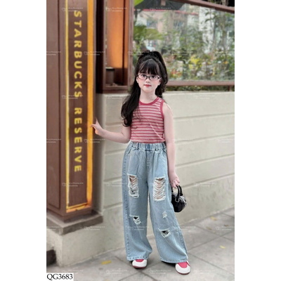 QG3683 QUẦN JEAN RÁCH BG