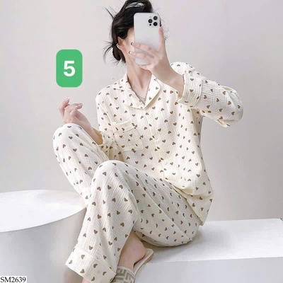 SM2639 BỘ PIZAMA NỮ XÔ ĐŨI HÀN QUỐC