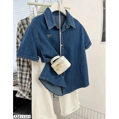 AM11331  SƠ MI DENIM CỘC TAY