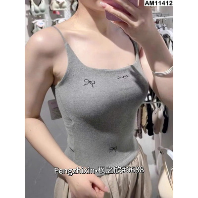 AM11412  ÁO 2 DÂY HỌA TIẾT NƠ NỮ