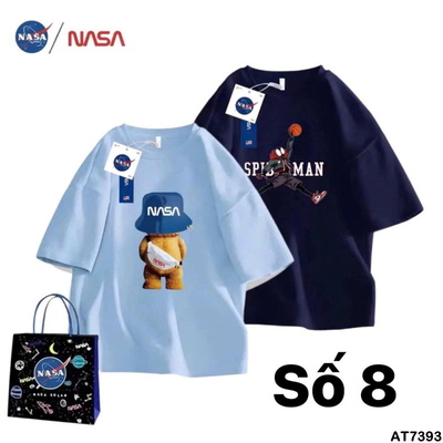 AT7393 SET 2 ÁO PHÔNG CỘC TAY HOẠT HÌNH NASA CHO BÉ