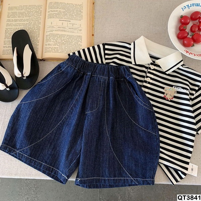QT3841 QUẦN SHORT JEANS VIỀN CHỈ NỔI CHO BÉ