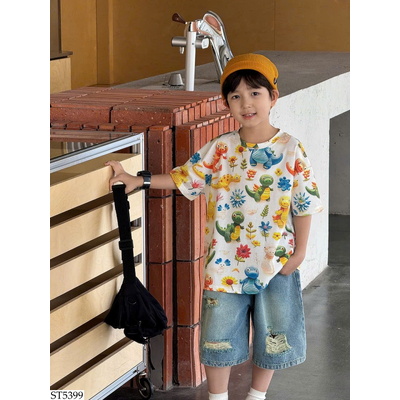 ST5399 SET ÁO KHỦNG LONG MIX JEANS RÁCH AOAOKIDS