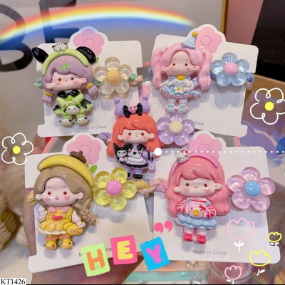KT1426 SET 3 DÂY BUỘT TÓC CHARM BÉ GÁI CUTE