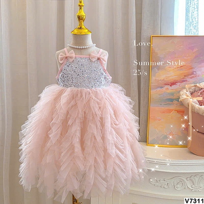 V7311 VÁY CÔNG CHÚA 2 DÂY ĐÍNH SEQUIN BG