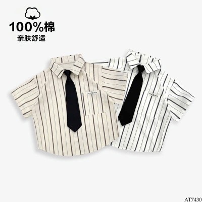 AT7430 ÁO SƠ MI KẺ CỘC TAY CHO BÉ TRAI