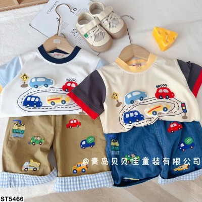 ST5466 SET ÁO THUN MIX QUẦN SHORT Ô TÔ CHO BT