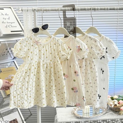 V7420 VÁY TAY BỒNG HỌA TIẾT DỄ THƯƠNG BG