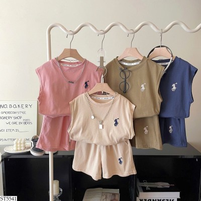 ST5541 BỘ COTTON SÁT NÁCH THÊU NGỰA CHO BÉ