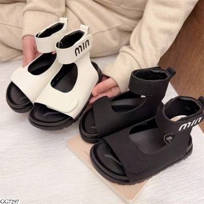 GG7297 DÉP SANDAL CỔ CAO CHỮ MIN BG