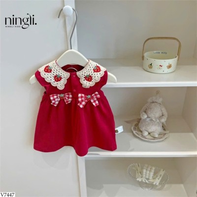 V7447 VÁY BÈO THÊU DÂU TÂY NINGLI BG