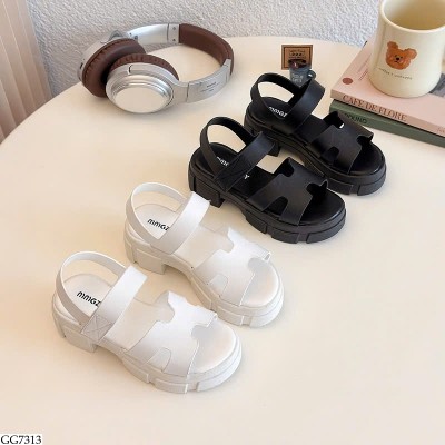 GG7313 DÉP SANDAL ĐẾ CAO CHỮ H BG