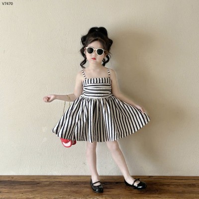 V7470 VÁY 2 DÂY KẺ SỌC