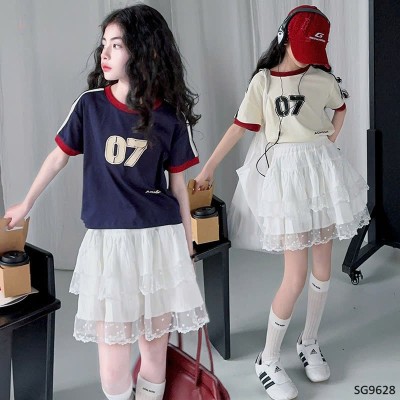 SG9628  ÁO THUN SỐ 07 MIX CHÂN VÁY