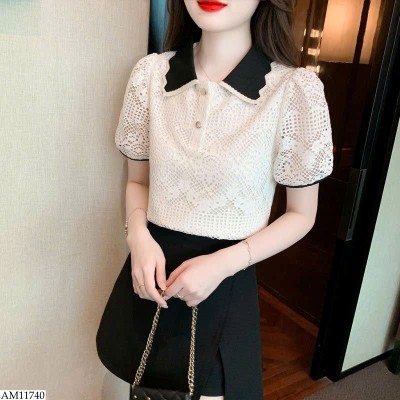 AM11740 ÁO POLO REN CỔ BÈO NỮ