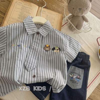 ST5575 SET ÁO SƠ MI KẺ SHORT JEAN