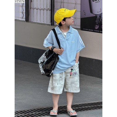 ST5578 SET ÁO POLO CỘC TAY PHỐI QUẦN SHORT NGỐ