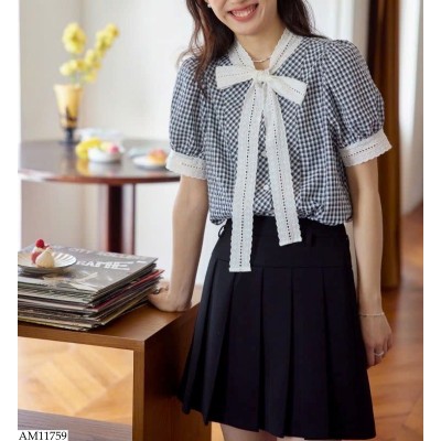 AM11759 ÁO SƠ MI KẺ CARO KÈM NƠ 