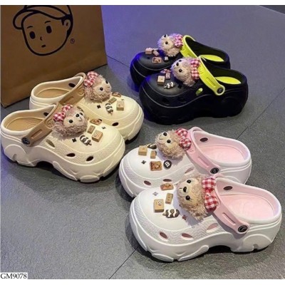 GM9078 SỤC CROCS GẤU ĐẾ CAO