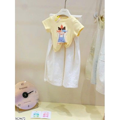 SG9672 SET ÁO THUN MÈO MIX QUẦN SUÔNG BG