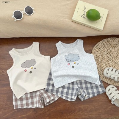 ST5607  SET ÁO BA LỖ QUẦN KẺ