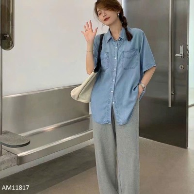 AM11817 ÁO SƠ MI JEAN CỘC TAY